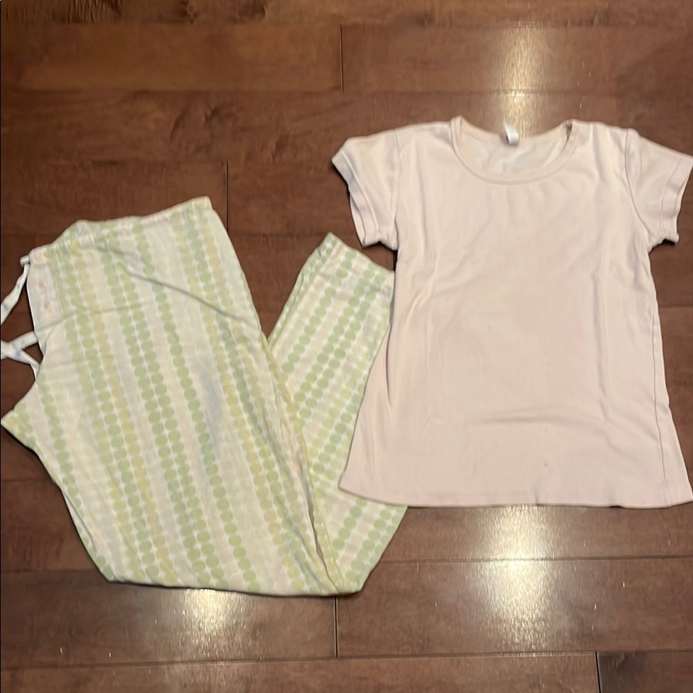 Blush Pink and Green Pajama Set with Relaxed Fit